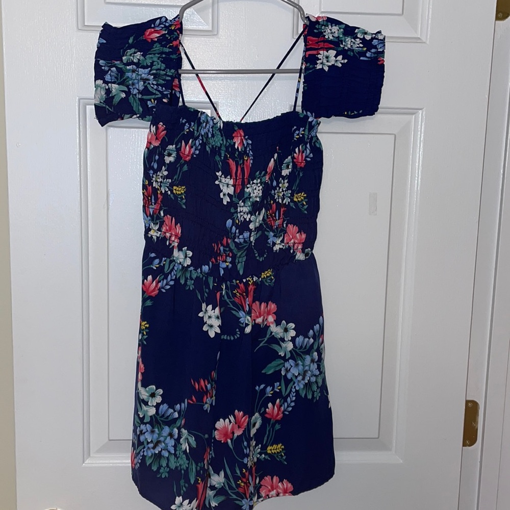 Blue with flower print romper